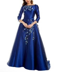 Carolina Herrera Royal Blue Embroidered Gown